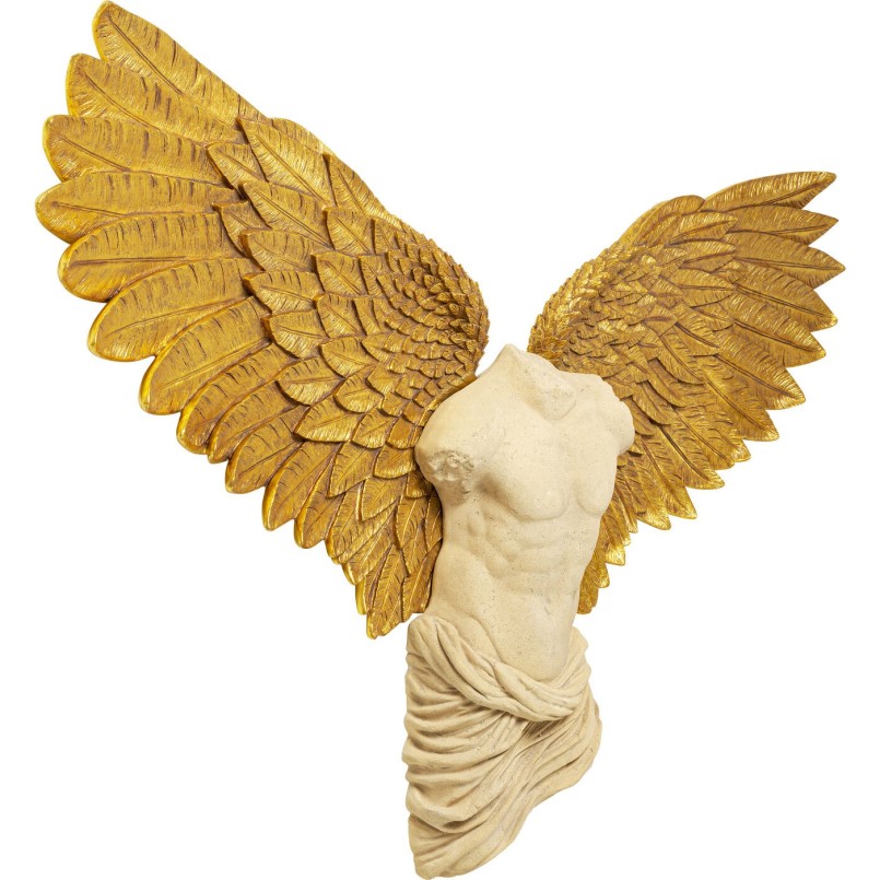 Déco murale buste femme ailes dorées 208x136cm Kare Design