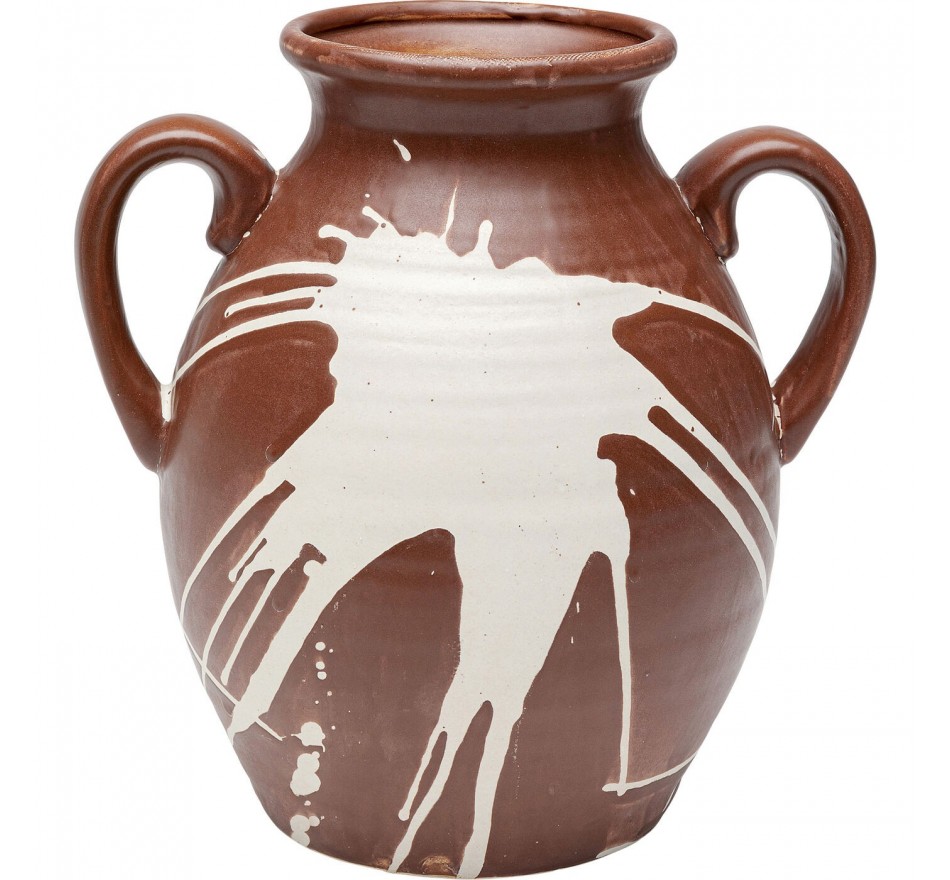 horizon Spoedig vrouwelijk Vaas met bruine en witte handvatten - Mara - Kare Design