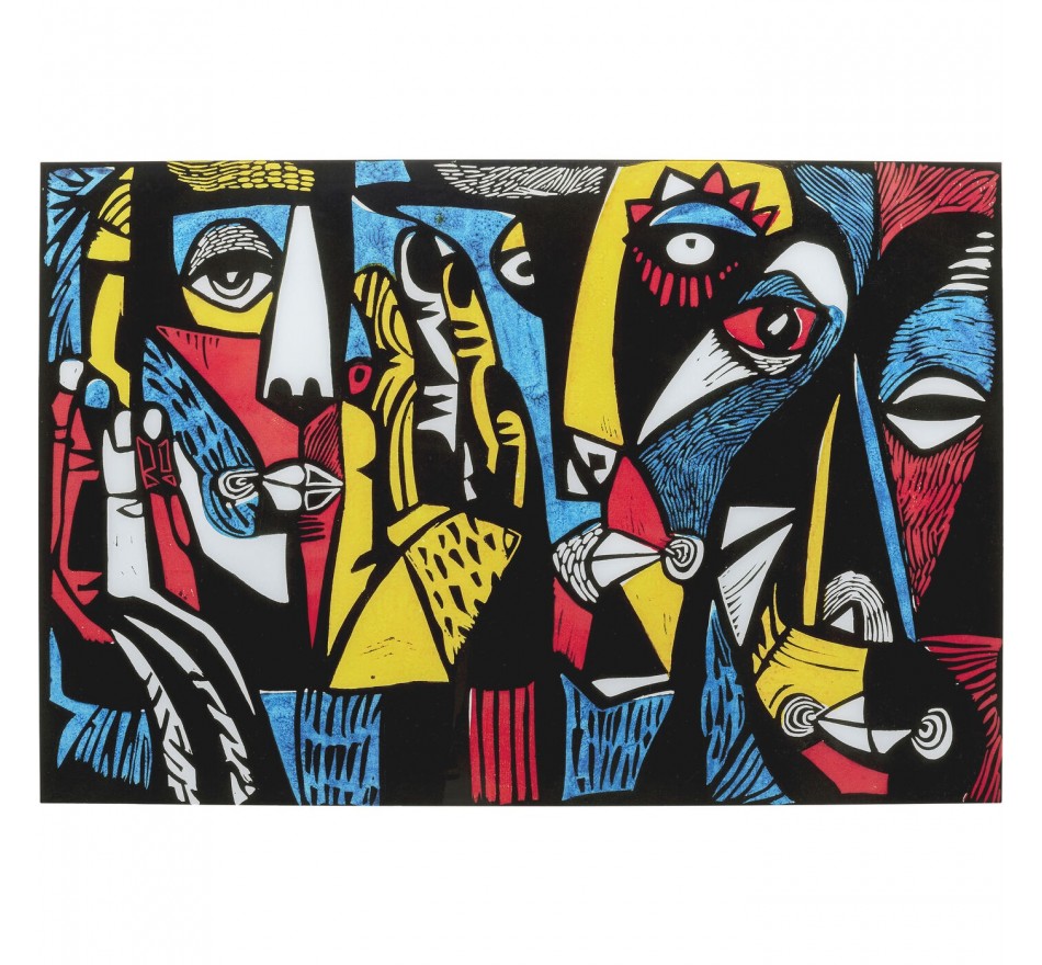 Glass Picture abstract faces 150x100cm Kare Design