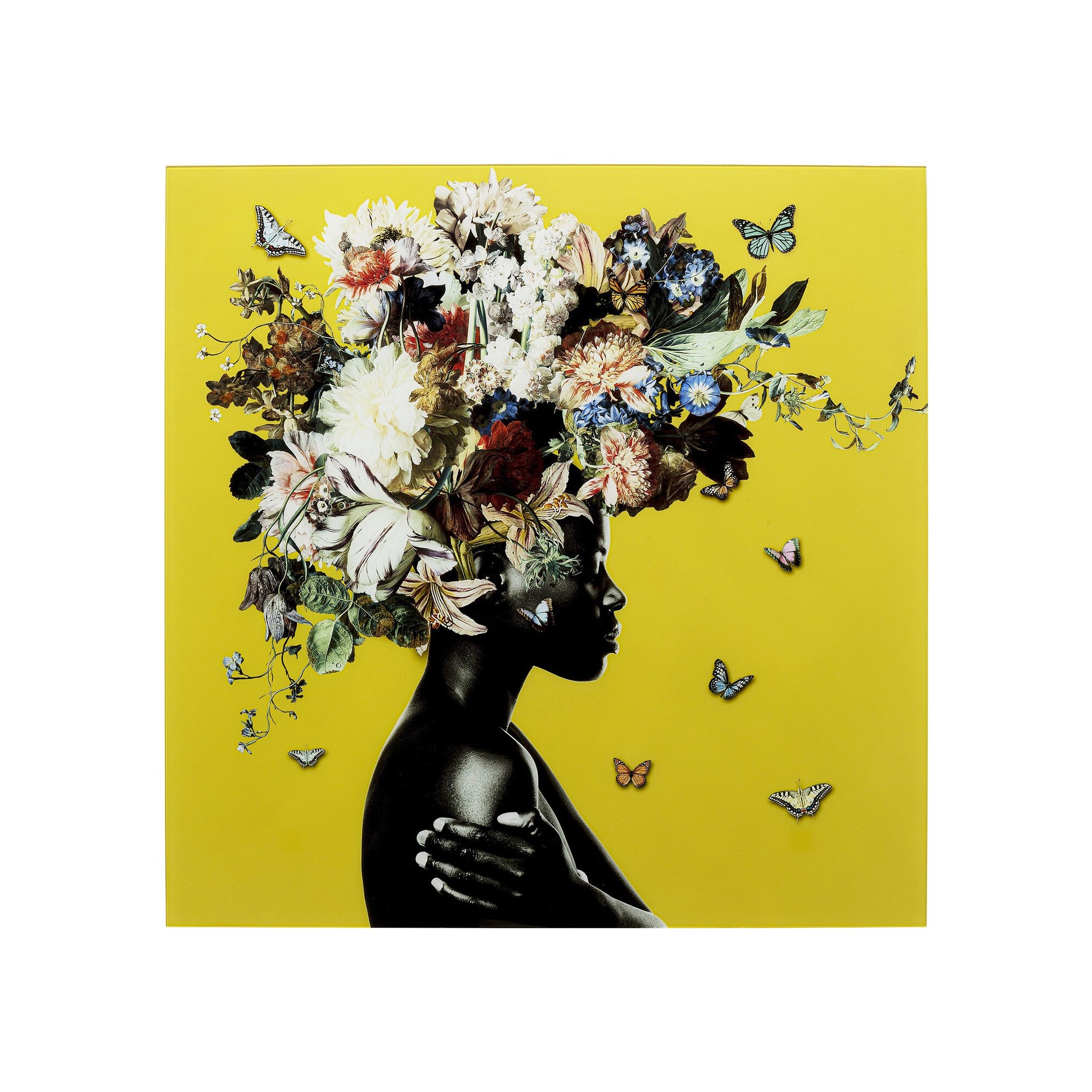 Tableau en verre Bouquet Beauty Yellow 100x100cm