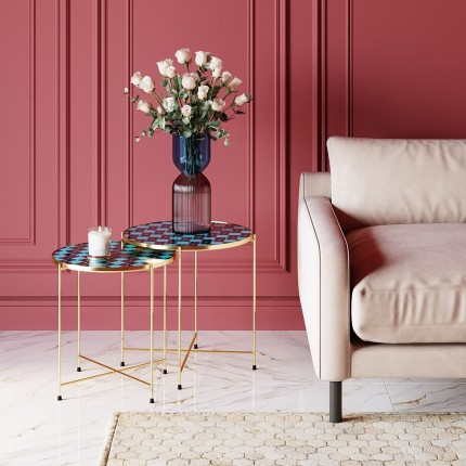 Bijzettafel Priya blauw (2/set) Kare Design