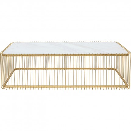 Coffee Table Wire brass and Marble look White 145x70cm Kare Design