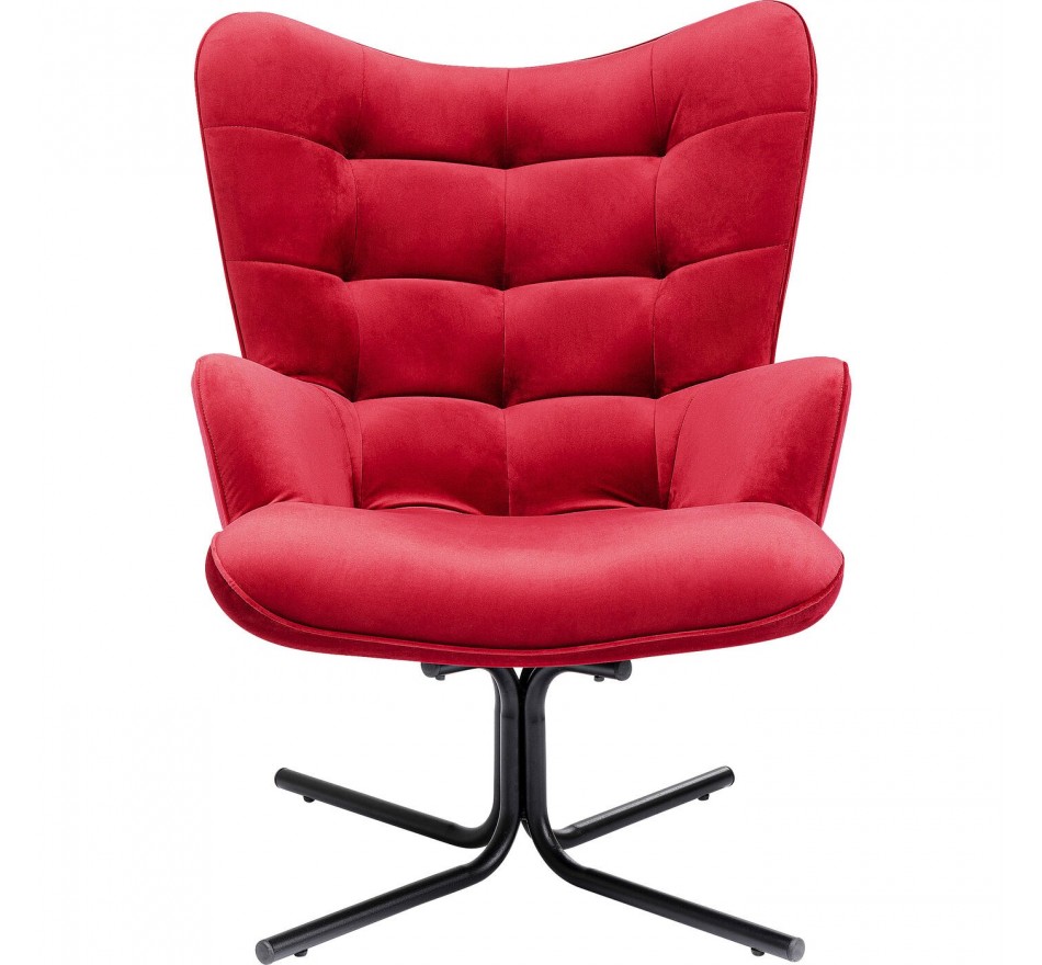 Draaifauteuil Oscar fluweel rood Kare Design