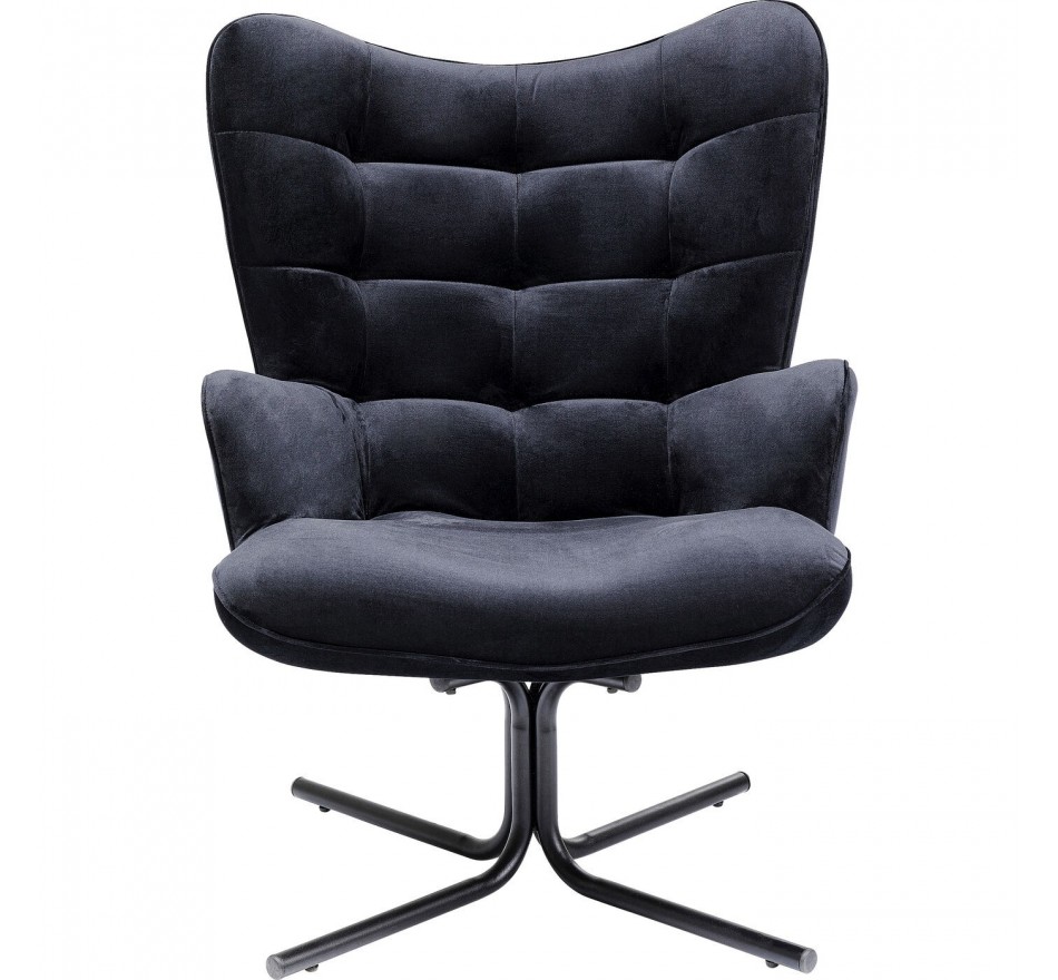 Draaifauteuil Oscar fluweel zwart Kare Design
