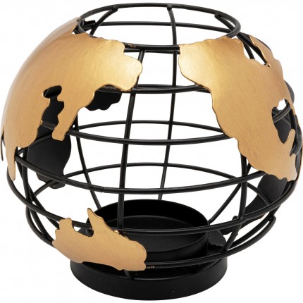 Photophore Terra noir et doré 13cm Kare Design