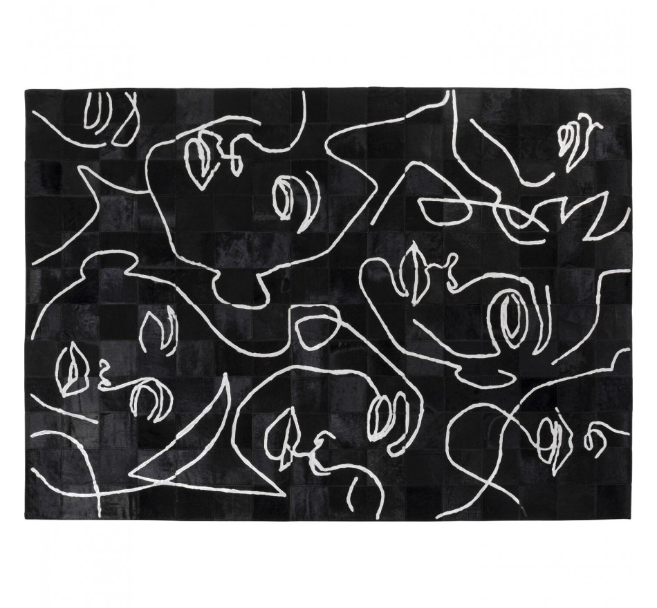 Vloerkleed gezicht zwart 240x170cm Kare Design