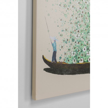Schilderij Flower Boat 120x160cm beige en groen Kare Design