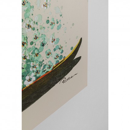 Picture Touched Flower Boat 120x160cm beige and green Kare Design