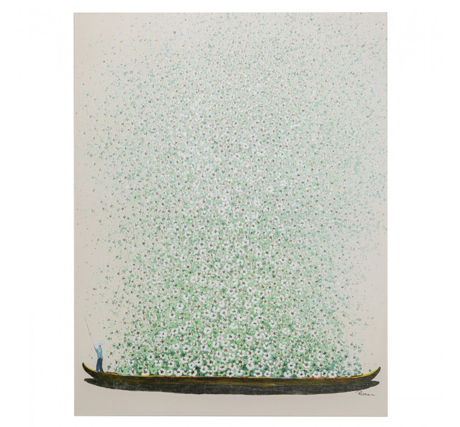 Schilderij Flower Boat 120x160cm beige en groen Kare Design