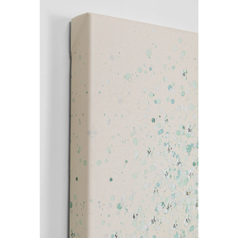 Tableau Touched fleurs pirogue beige et vert 80x100cm Kare Design