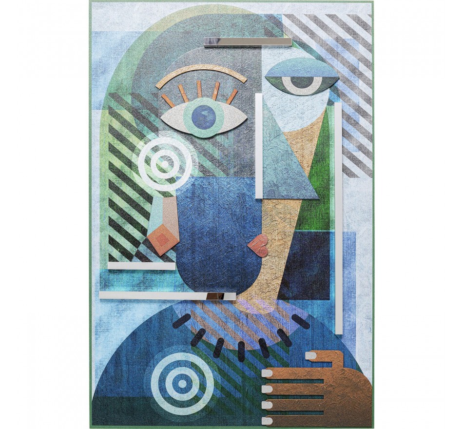 Ingelijste Foto geometrische buste blauw 100x150cm Kare Design