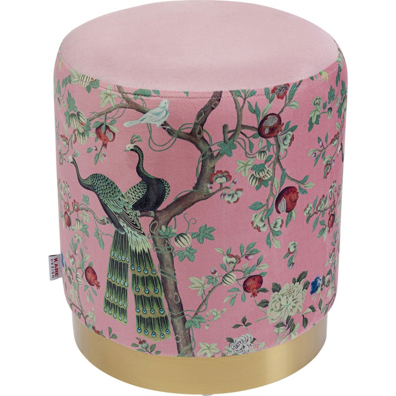 Tabouret Cherry paon rose et laiton Kare Design