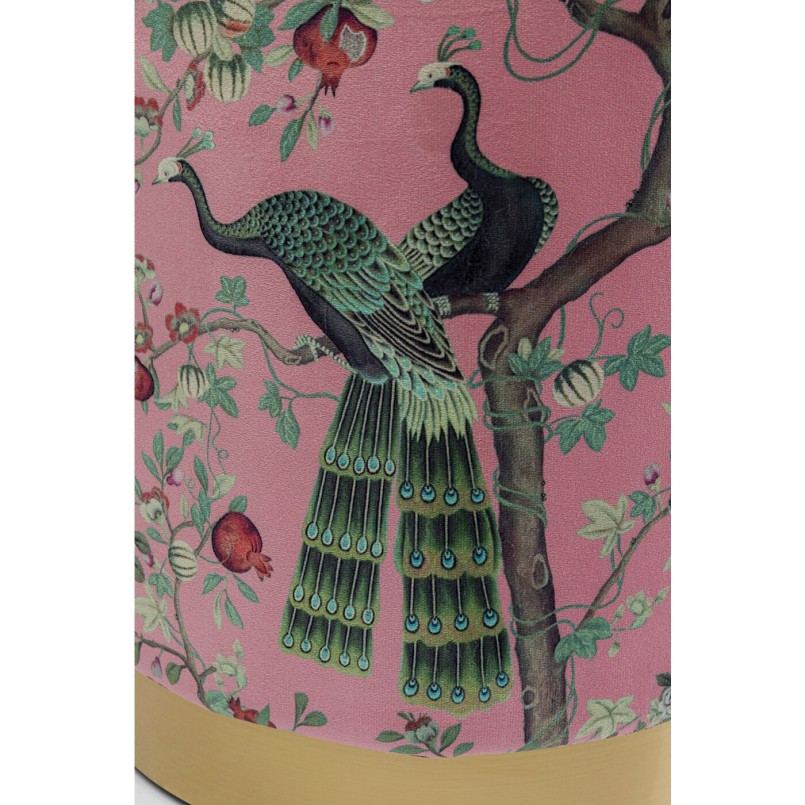Tabouret Cherry paon rose et laiton Kare Design