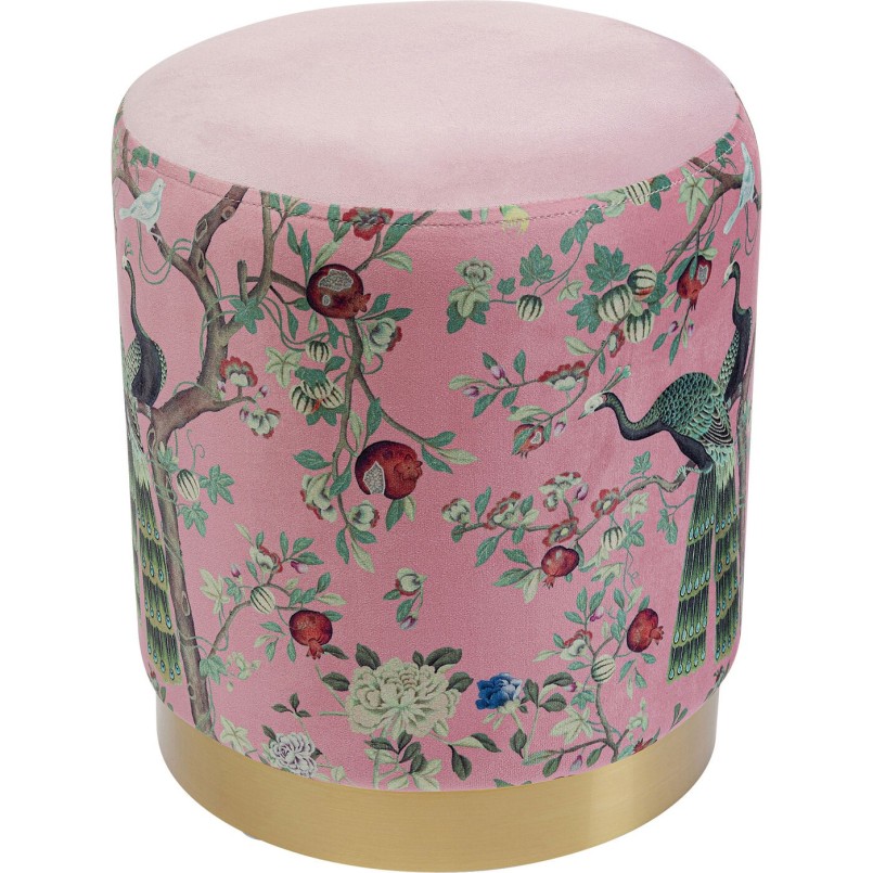 Tabouret Cherry paon rose et laiton Kare Design