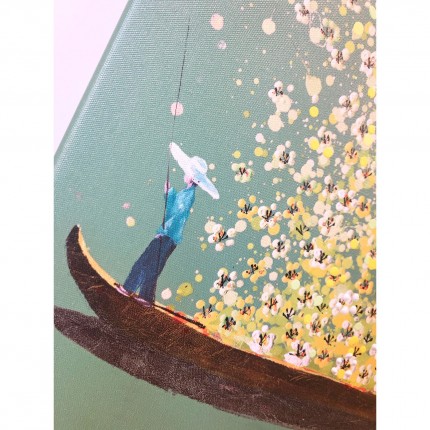 Schilderij Flower Boat 80x100cm groen en geel Kare Design