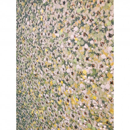 Tableau Touched fleurs pirogue vert et jaune 80x100cm Kare Design
