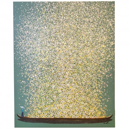 Picture Touched Flower Boat green and yellow 120x160cm Kare Design