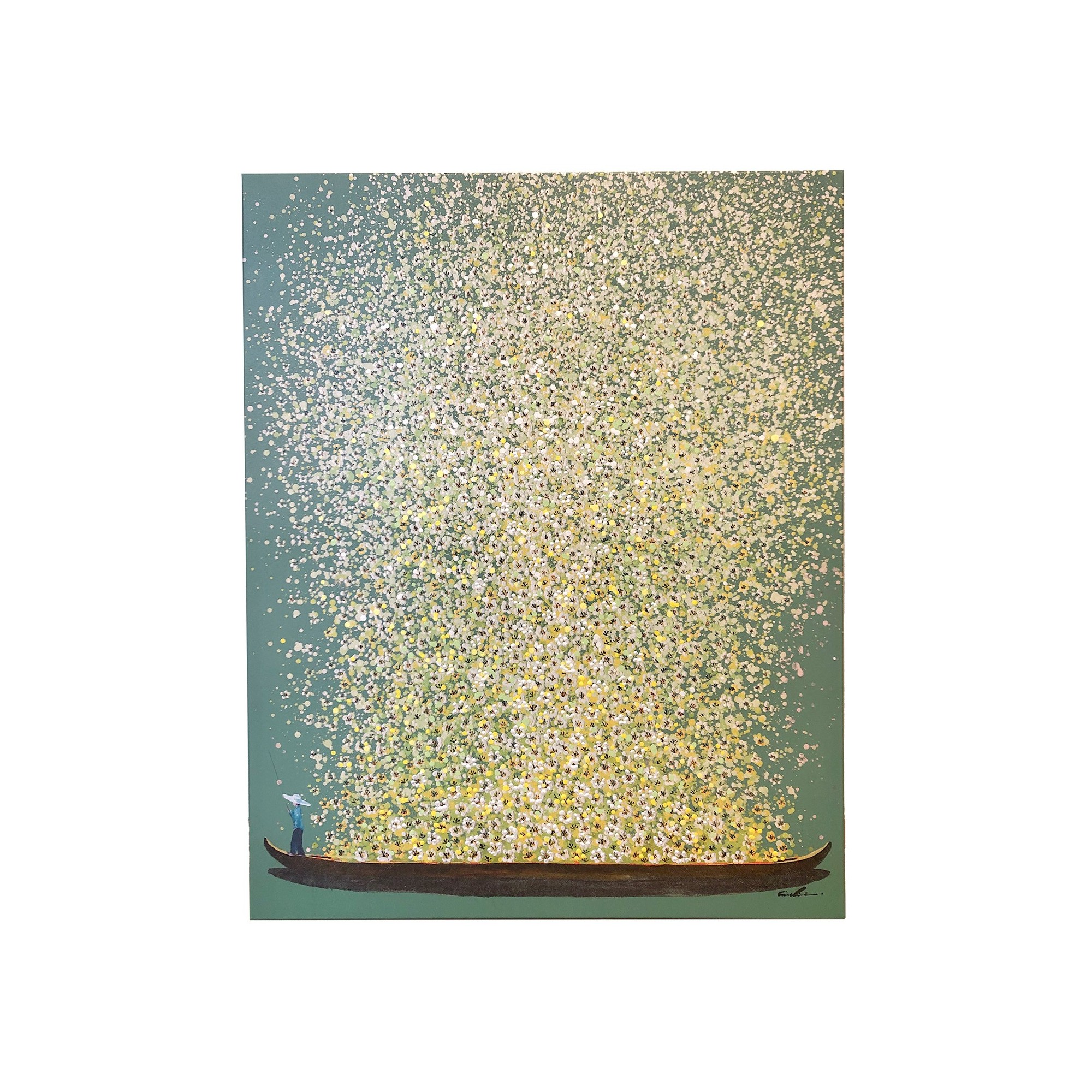 Tableau sur toile Flower Boat violet blanc 120x160