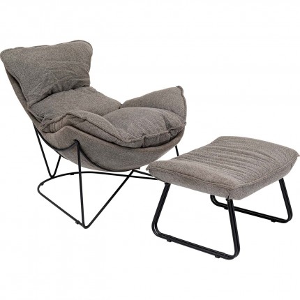 Armchair with Stool Snuggle grey Kare Design