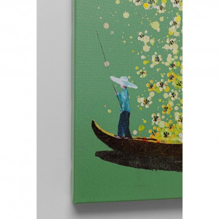 Schilderij Flower Boat 80x100cm groen en geel Kare Design