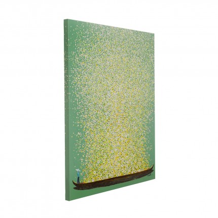 Picture Touched Flower Boat 80x100cm green and yellow Kare Design