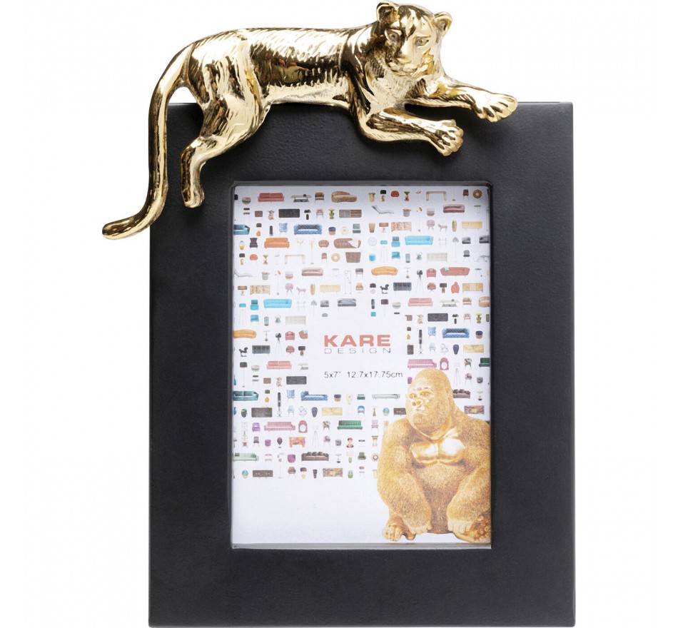 Fotolijst tijger 24x29cm zwart en goud Kare Design