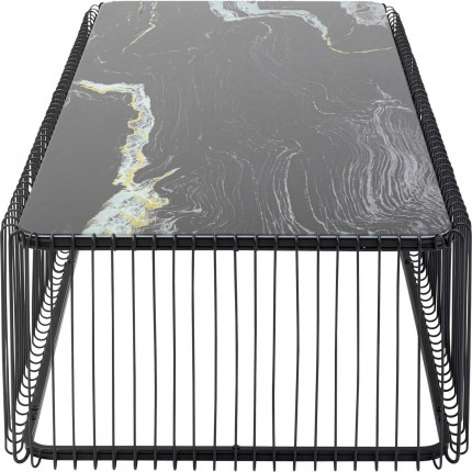 Salontafel Wire zwart Marmer Glas 145x70cm Kare Design