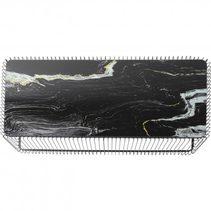 Salontafel Wire zwart Marmer Glas 145x70cm Kare Design