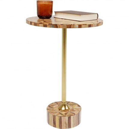 Side Table Domero Geo Ø40cm brown gold Kare Design