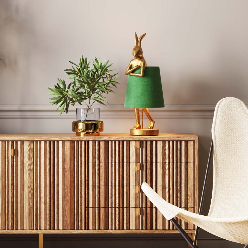 Lampe Animal lapin dorée et verte Kare Design