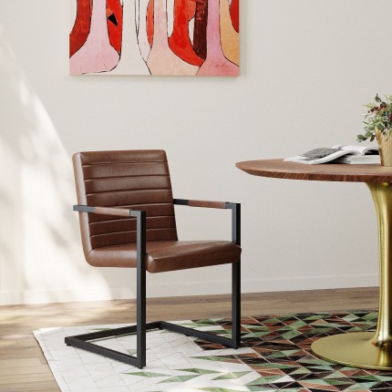 Chair with armrests Cantilever Lola brown Kare Design