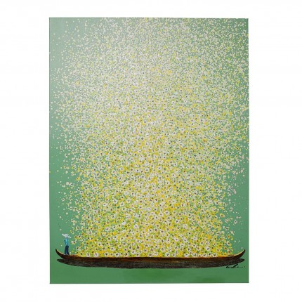 Schilderij Flower Boat groen en geel 120x160cm Kare Design