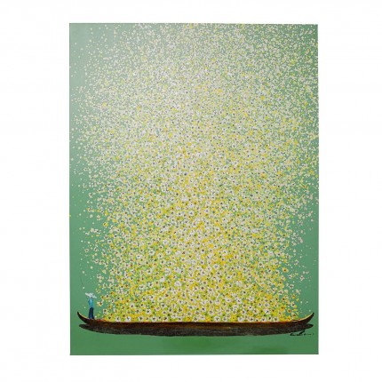 Picture Touched Flower Boat 80x100cm green and yellow Kare Design