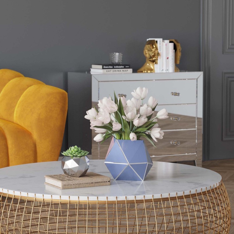 Commode Luxury argent 3 tiroirs Kare Design
