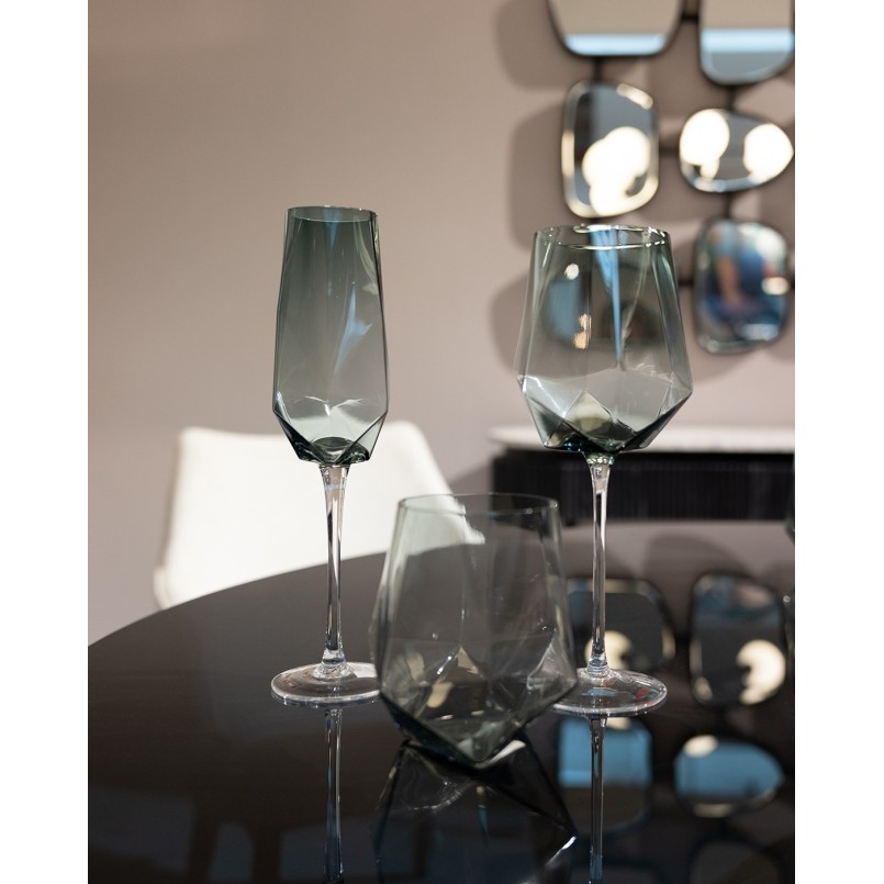 Verres à eau Diamond fumé set de 6 Kare Design