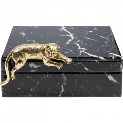 Box marble look black leopard gold Kare Design