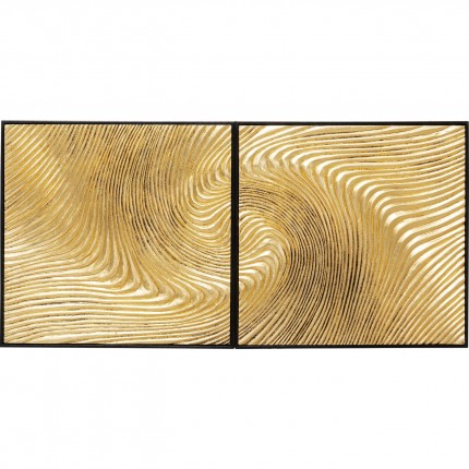 Schilderij Wave goud (2/Set) Kare Design