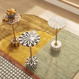 Table d appoint Domero Cirque laiton blanc Ø40cm