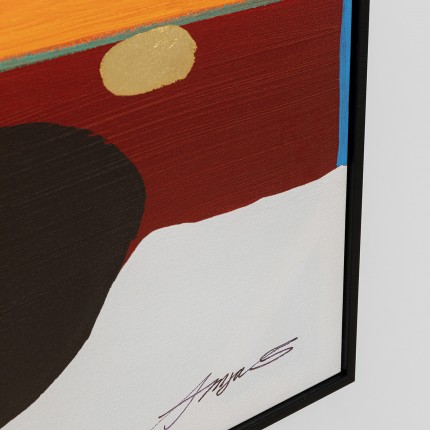 Framed Painting Abstract Shapes Orange 73x143cm Kare Design