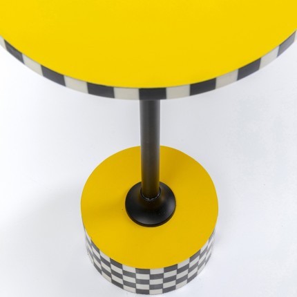 Side Table Domero Checkers yellow Ø25cm Kare Design