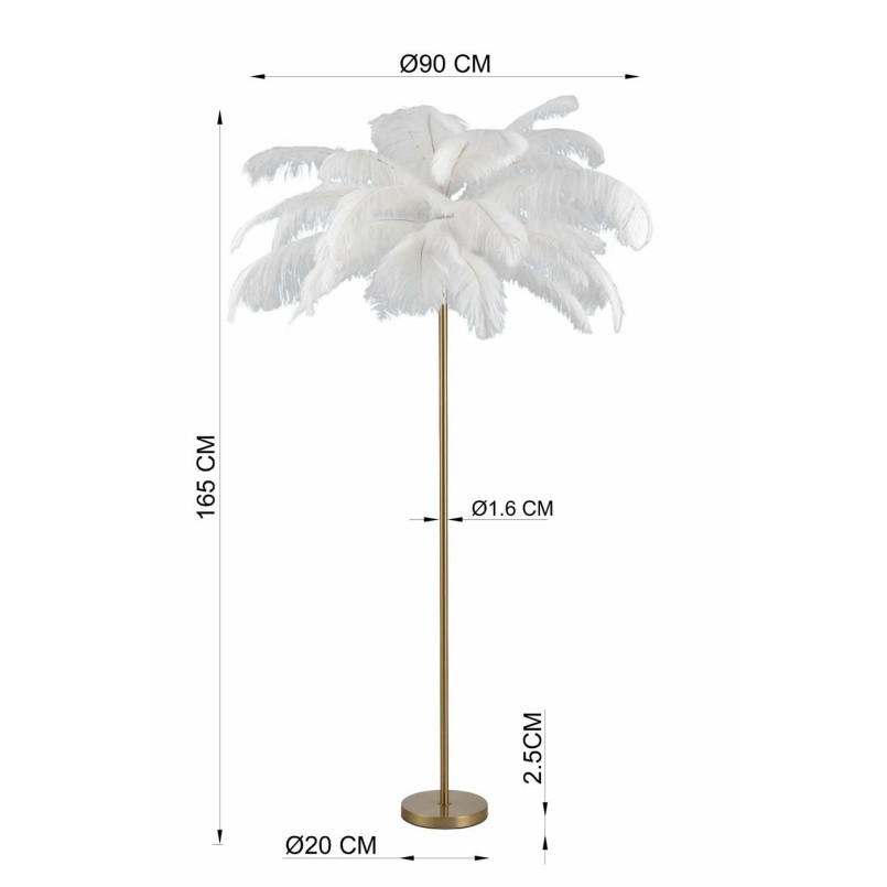 Lampadaire Feather Palm blanc 165cm