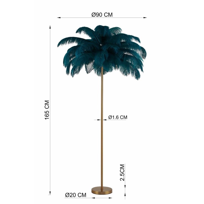 Lampadaire plume vert 165cm Kare Design