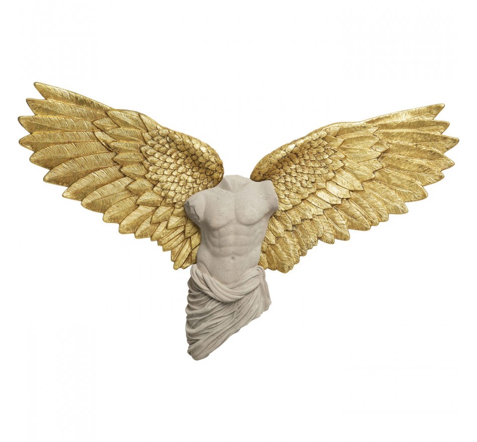 Wanddecoratie man buste gouden vleugels 124x71cm Kare Design