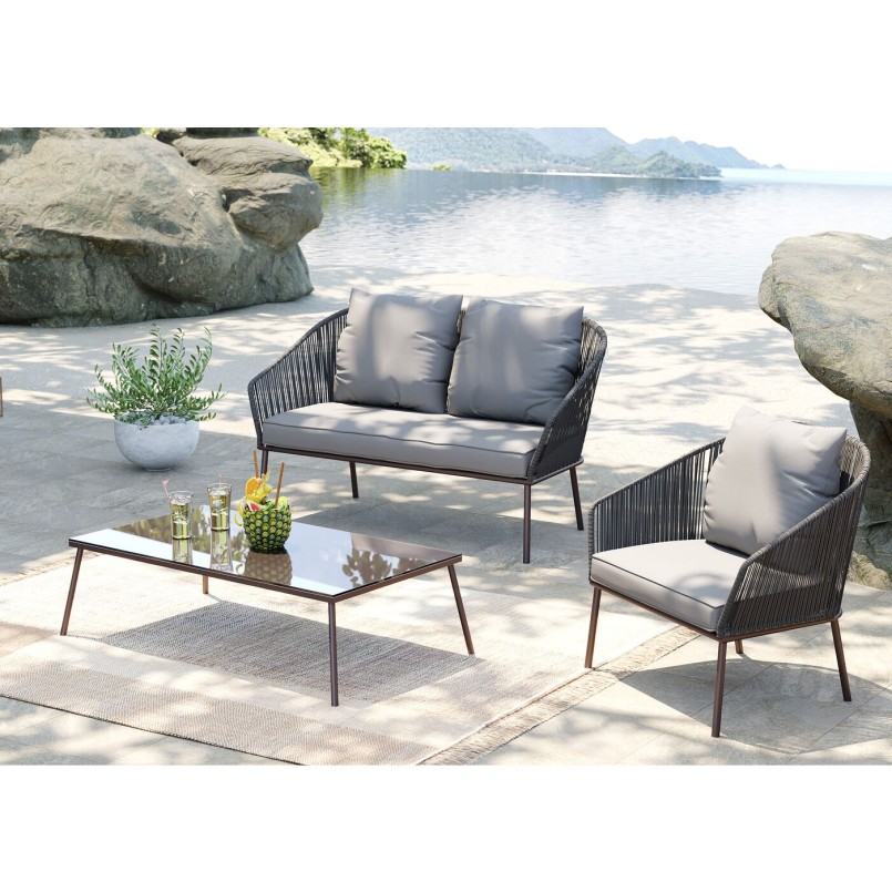 Salon de jardin Elba gris 4 places Kare Design