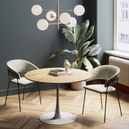 Table Schickeria look chêne blanc Ø110cm