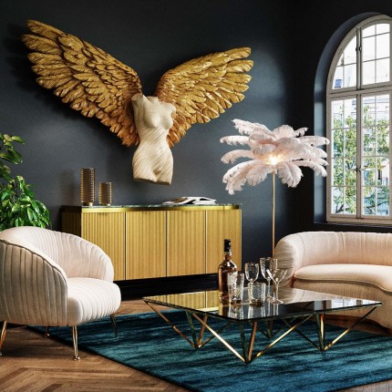 Wanddecoratie vrouw buste gouden vleugels 203x140cm Kare Design