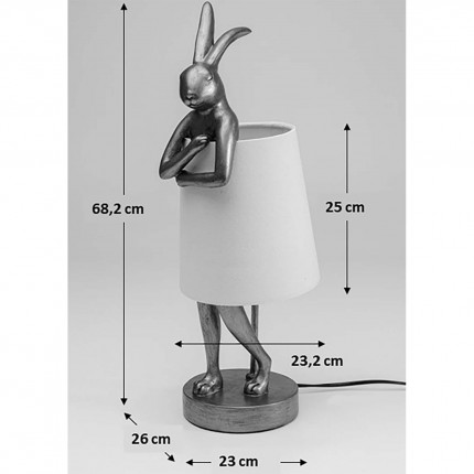 Tafellamp dier konijn zwart 68cm goud Kare Design
