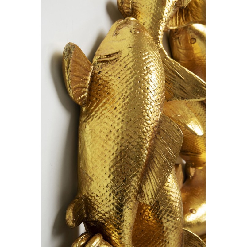 Objet mural School of Koi doré Ø102cm