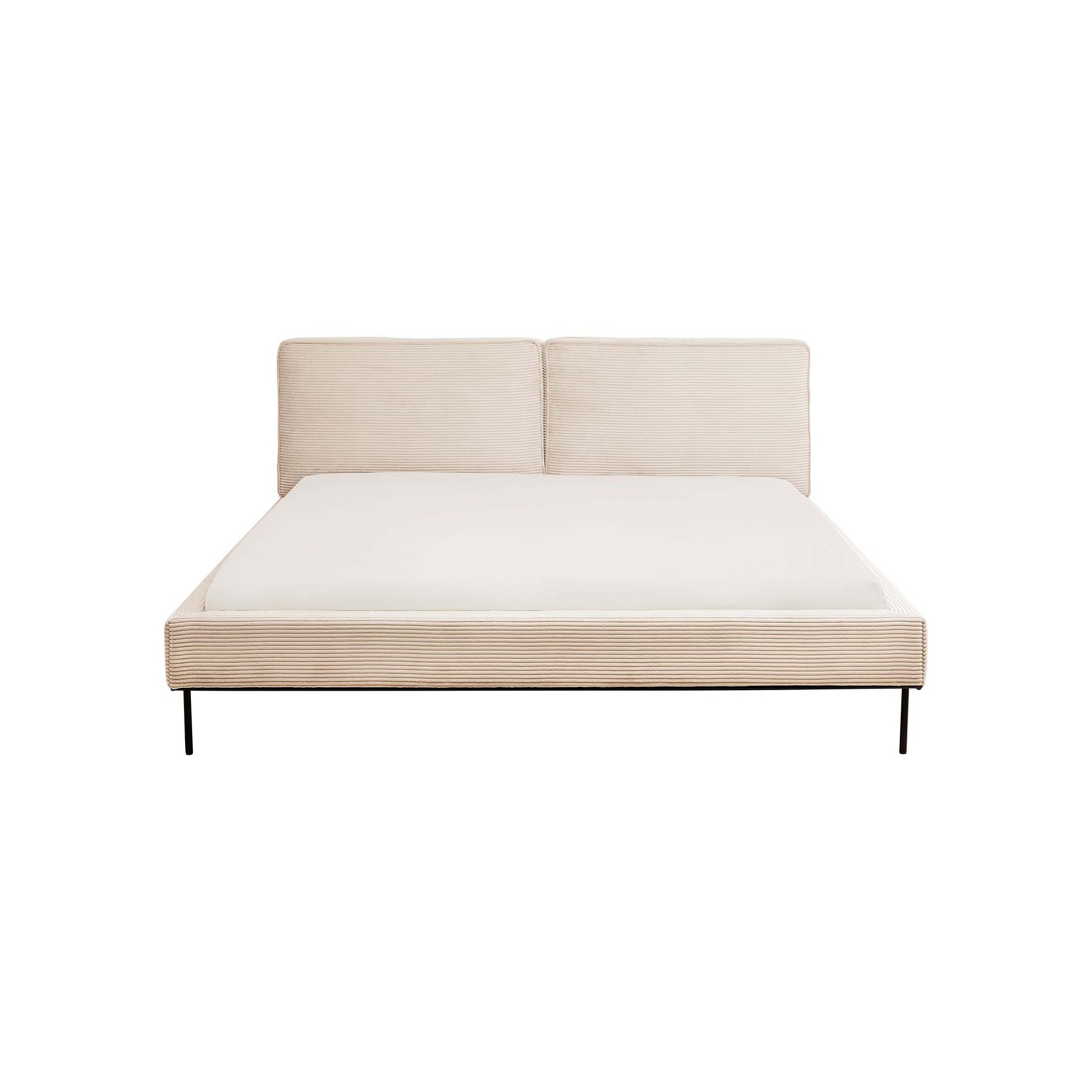 Lit East Side velours côtelé crème 160x200