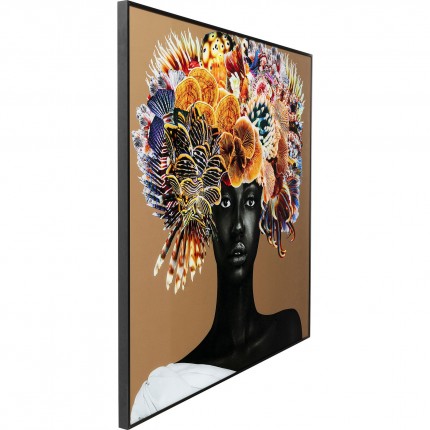 Schilderij vrouw koraal vissen 120x120cm Kare Design